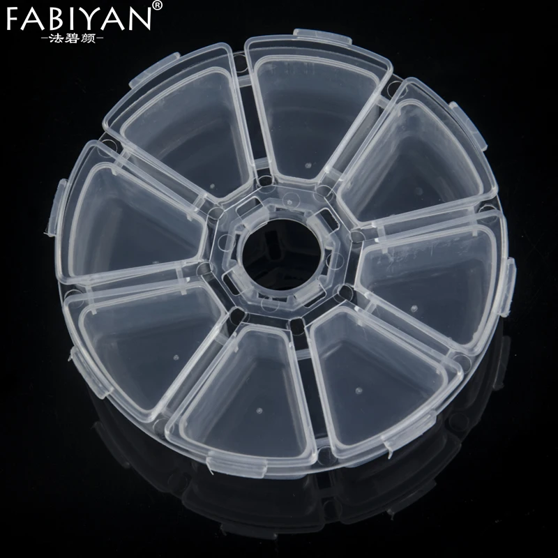 

8 Compartments Round Empty Box Case Container Storage Organizer Wheel Bead Tips Display Pill Jewelry Rhinestone Glitter Nail Art