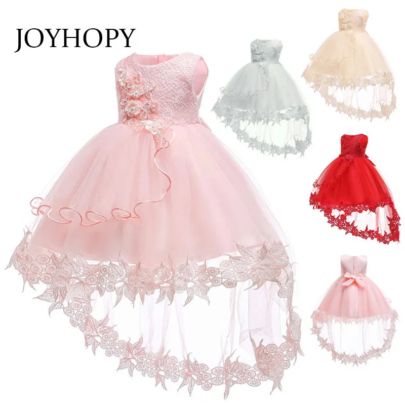 

New Flower Girl Dress For Wedding Party Princess Children Kids Dresses Trailing embroidery Baby Girl Clothes 0-2Y