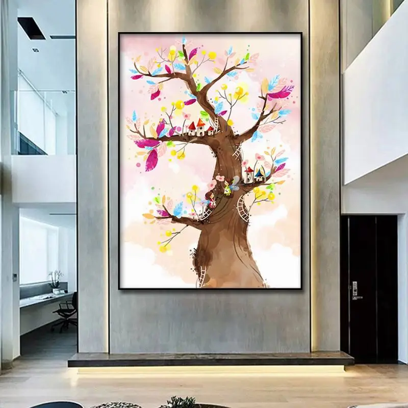 

Nordic Decoration Hand-painted Flower Tree Wall Art Canvas Painting wall Pictures for Living Room Home Decor Posters And Prin