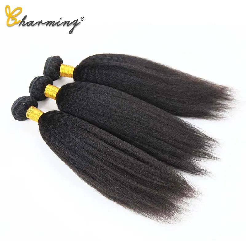 

CHARMING Peruvian Kinky Straight Hair Bundles Human Hair Bundles Non-Remy Human Hair Extensions 1/3 Piece Double Weft