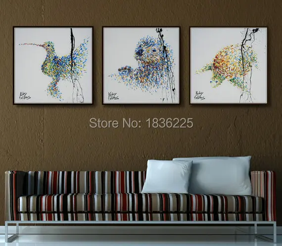 

100% Handpainted Oil Paintings 2 panel oil painting Picture Panel Animal Oil Painting on Canvas for Home Decoration
