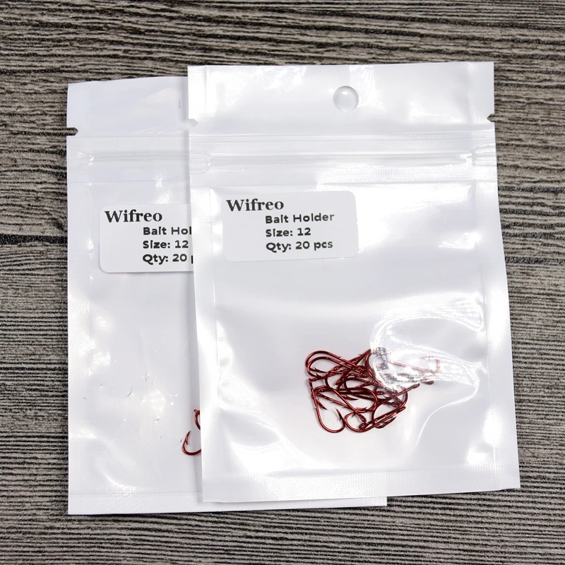 Wifreo 20 шт./пакет красный Baitholder Крючки с высоким содержанием углерода Сталь держатель приманки рыболовный крючок никель Цвет рыболовные крючки Размеры на возраст 2 4 6 8 10 лет
