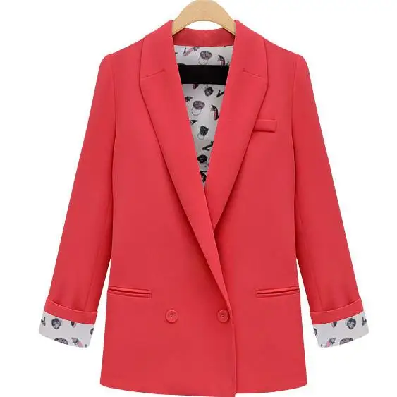 Новинка весна осень пиджак женский свободный Блейзер женский с длинным рукавом Boyfriend Feminino куртки размера плюс - Цвет: Красный