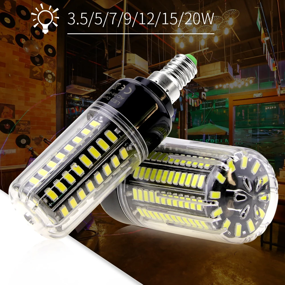 

LED E27 Corn Bulb 220V Lampara E14 LED Lamp 110V Energy saving LED Light 3.5W 5W 7W 9W 12W 15W 20W No Flicker Bulb SMD5736 lampe