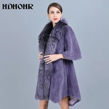 HDHOHR, модное пальто из натурального меха норки, женские теплые парки с большим воротником из меха лисы, толстые зимние куртки высокого качества из норки для женщин