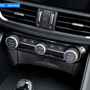 

For Alfa Romeo Giulia Stelvio 2017 Carbon fiber ABS Chrome Center Air Conditioning Adjustment Frame Trim Stickers Accessories