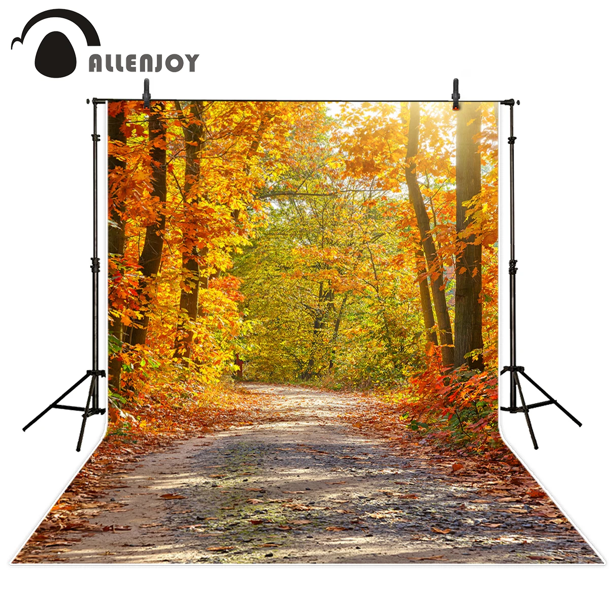 

Allenjoy autumn backgrounds for photography studio tree path orange sunshine photobooth backdrop professional printed