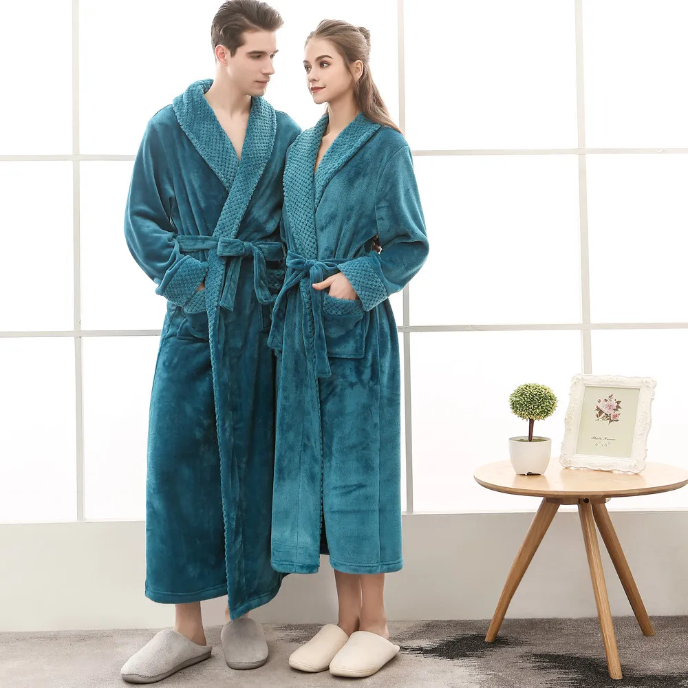 Мужская зимняя мягкая удлиненная короткая плюшевая шаль длинный халат пальто термобелье пижамы