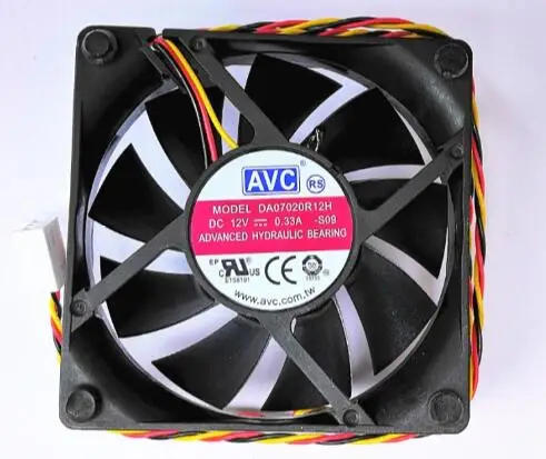 Новый AVC 7020 12 V 0.33A DA07020R12H 7 см кабинет тепловыделение 3-wire термочувствительные Температура управлением немой вентилятор