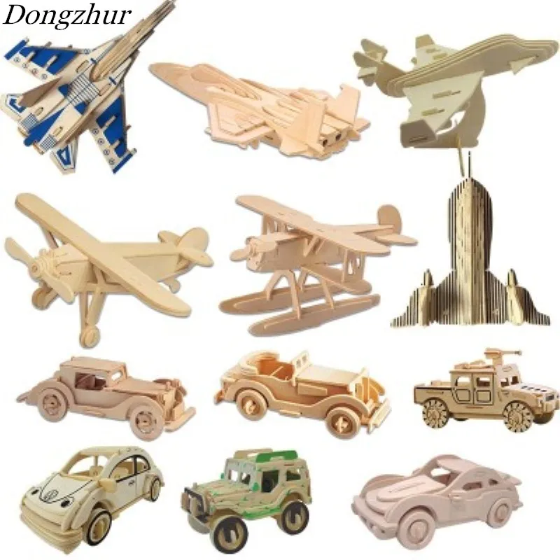 

Dongzhur 1pc DIY 3D Wooden Plane Toys Puzzle Game Natural Color Toy Model Educational Toys For Children Kids Puzzle Toys