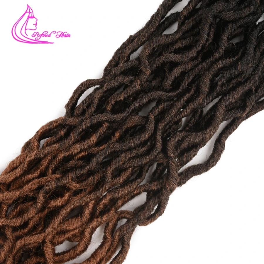 Refined Hair Faux Locs Curly Goddess locs Crochet Hair Bluk 18inch Long Woman Synthetic Braiding hair Extensions 24 strands/pc