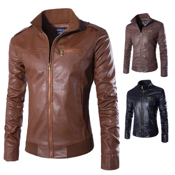 

Men's Casual leather jackets Men's spring fashion slim Moto&Biker PU leather jacket High quality jacket Size 3XL