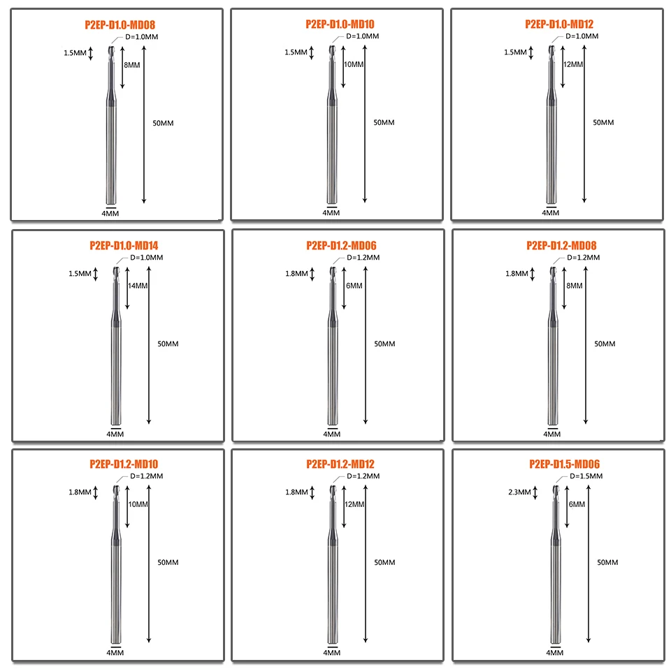 1 шт. 2 флейты cabide Концевая фреза d0.5-d2.0 для глубоких пазов фрезерные формы для изготовления длинных концевых фрез с ЧПУ Фрезерные фрезы торцевые фрезы