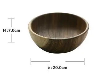 Миски для салатников из цельного дерева, миски для риса из натурального дерева, миски для еды из акации, миски без краски - Цвет: diameter 20cm