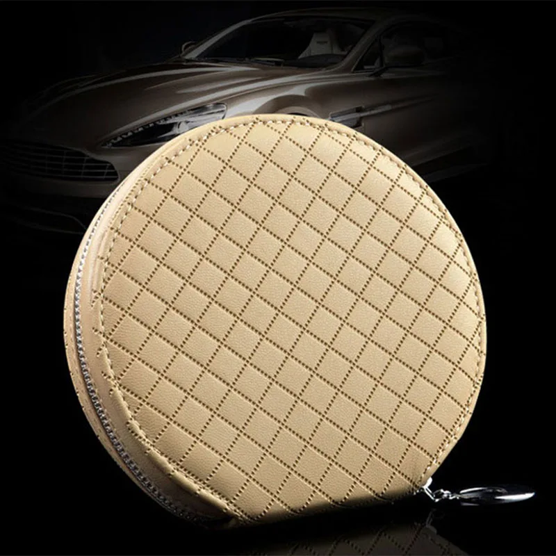 prativerdi New Fashion Car Lattice CD Box For DVD Case Automotive Supplies Storage Bag Car Holder Leather CD Travel Organizer4