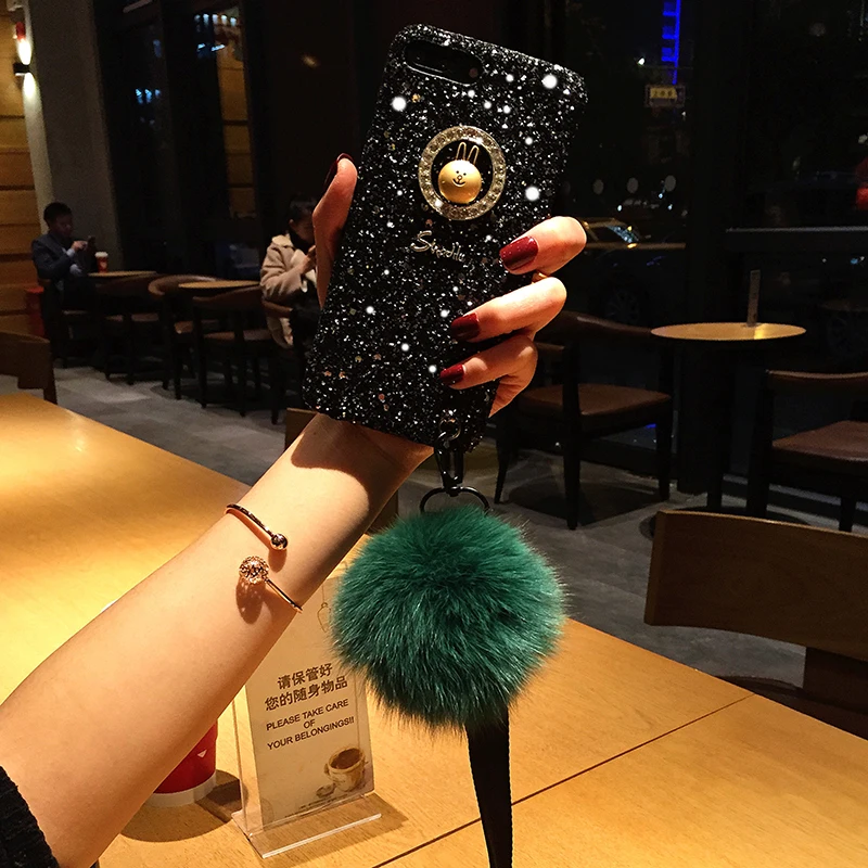 Aoweziic Japan rabbit hair ball ball lanyard For iPhoneX XS MAX XR 7 8plus mobile shell luxury 6S innovation 5 5S SE tide brand