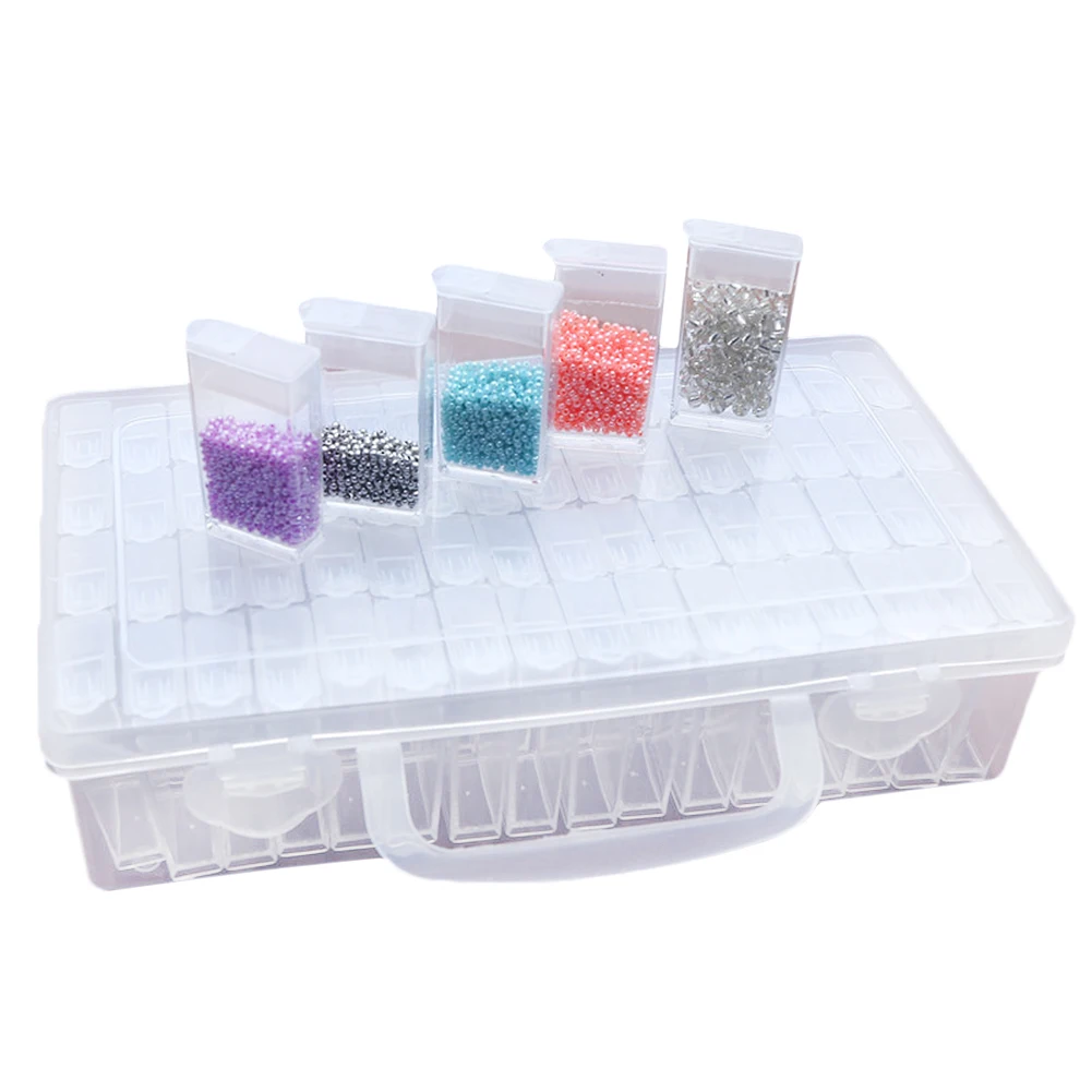 

Plastics Sewing tool Glass Beads Receiving Box Grid Storage Boxes Jewelry 196-piece label sticker storage Container Case