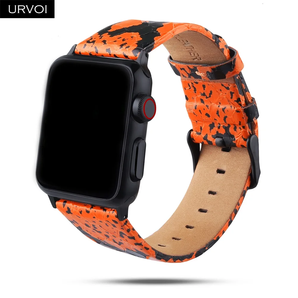 URVOI ремешок для наручных часов Apple Watch series 5/4/3/2/1 класса люкс из натуральной кожи питона матовый ремешок для наручных часов iWatch, Дикий Стиль прочная пряжка