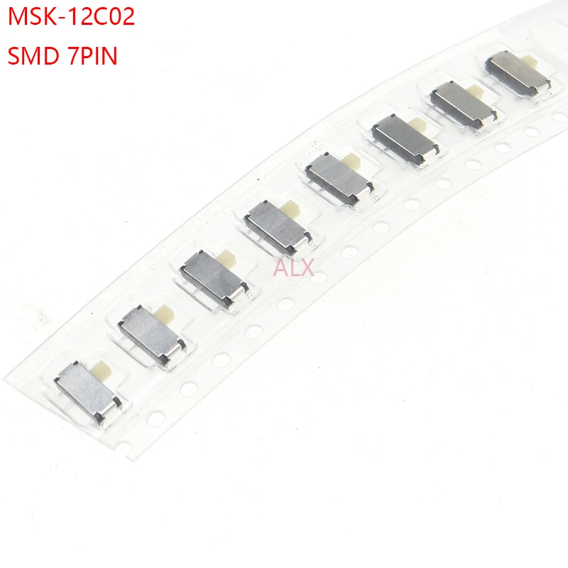 50Pcs Mini Smd Smt MSK-12C02 Toggle Schakelaar 7pin 1P2T Op/Off Slide Schakelaars Voor MP3 MP4