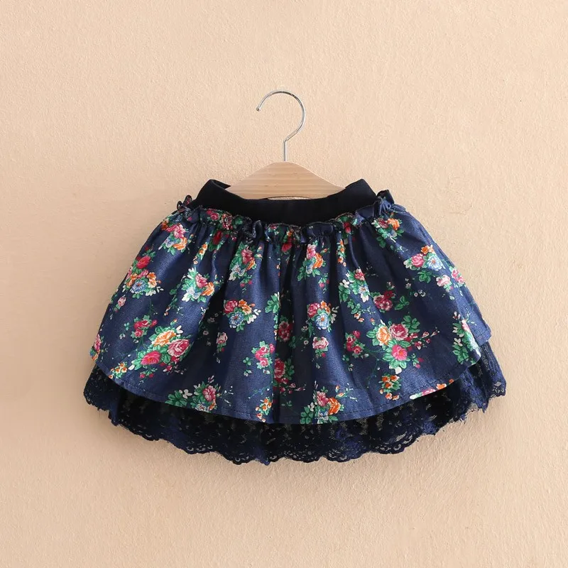 Модные джинсовые юбки для маленьких девочек мини-юбка с цветочным рисунком для девочек детские кружевные юбки с цветочным принтом