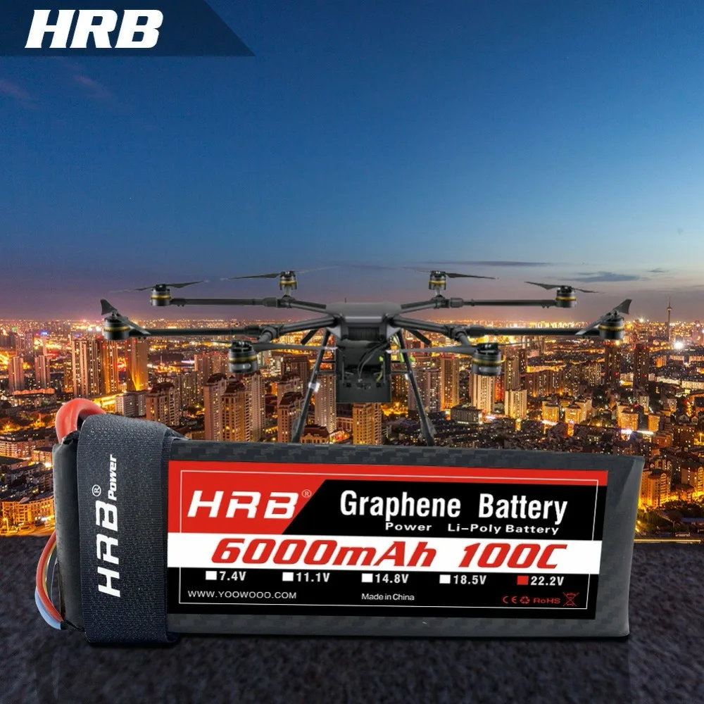 

HRB 6S Graphene battery 22.2V 6000mAh 100C MAX 200C RC Battery XT60 for Traxxas rc Airplane Helicopter Quadcopter drone Car part