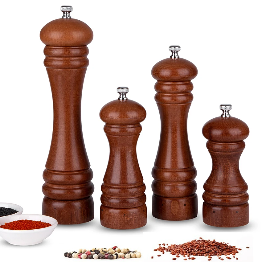 

Mokithand Salt and Pepper Mills European Beech Wooden Manual Pepper Grinder Food Carbon Steel Grinder 5' 6' 8' 10' Salt Mill