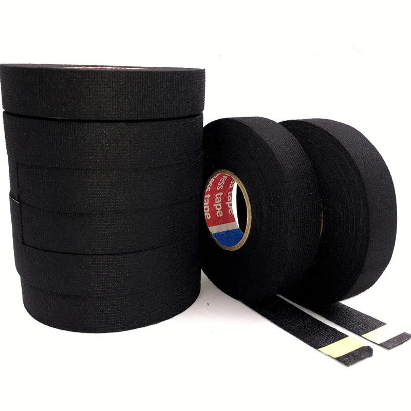 15m x 9mm x 0.3mm Black Adhesive Cloth Fabric Tape Cable Looms Wiring Harness \ 