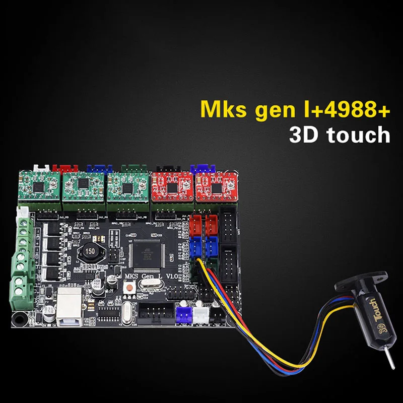 

New Hot Motherboard Makerbase MKS GEN L with 5pcs DRV A4988 Driver + 3D Touches Module Set for 3D Printer