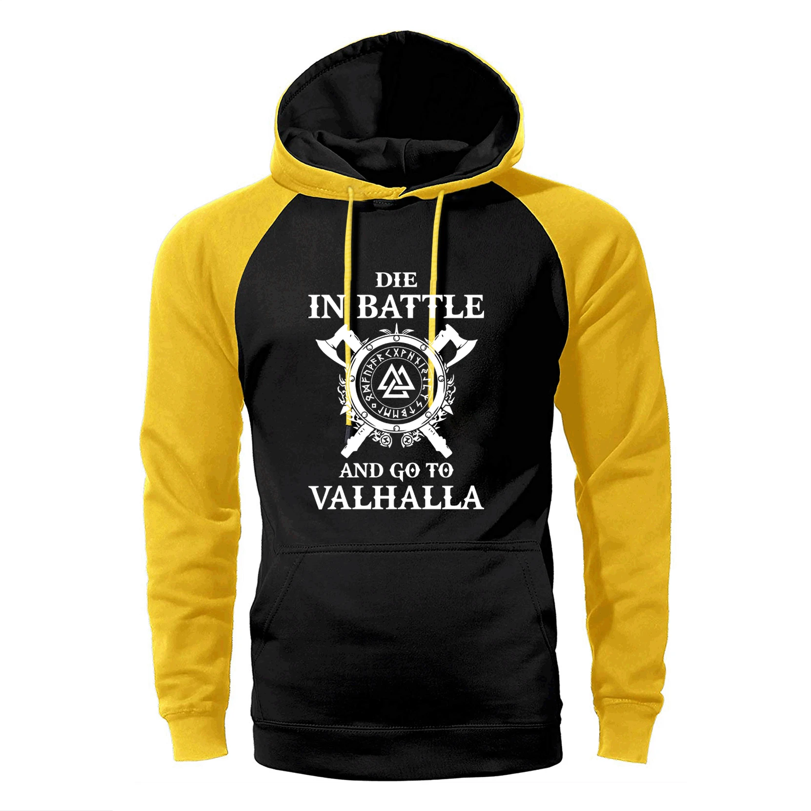 Толстовка реглан Одина Викинга мужская толстовка с капюшоном Die In Battle And Go To Valhalla