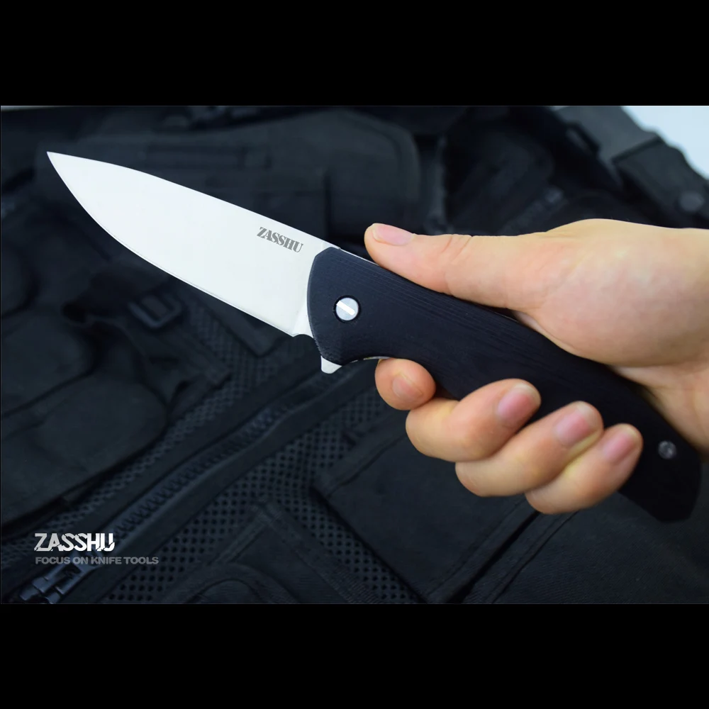 Zassuu 58 60HRC 440C G10 высокотвердое лезвие с деревянной ручкой Походный нож складной