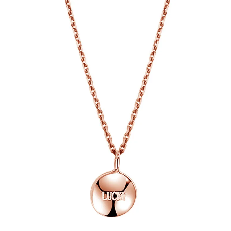 

Fashion Jewelry Charming OL Ladies Chain Link Necklace Letter Lucky Simple Design Necklace Genuine 925 Sterling Silver Jewelry