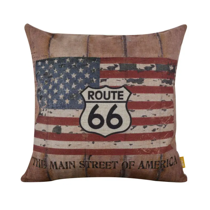 LINKWELL 45x45 см потертый шик США американский стиль Национальный флаг наволочка декоративная подушка чехол Route 66 человек пещера