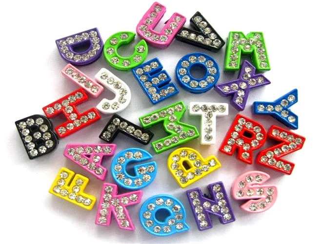 10p разноцветный Английский алфавит, стразы 8 мм A-Z Подвески с буквами DIY Аксессуары подходят 8 мм браслет и ошейник для домашних животных