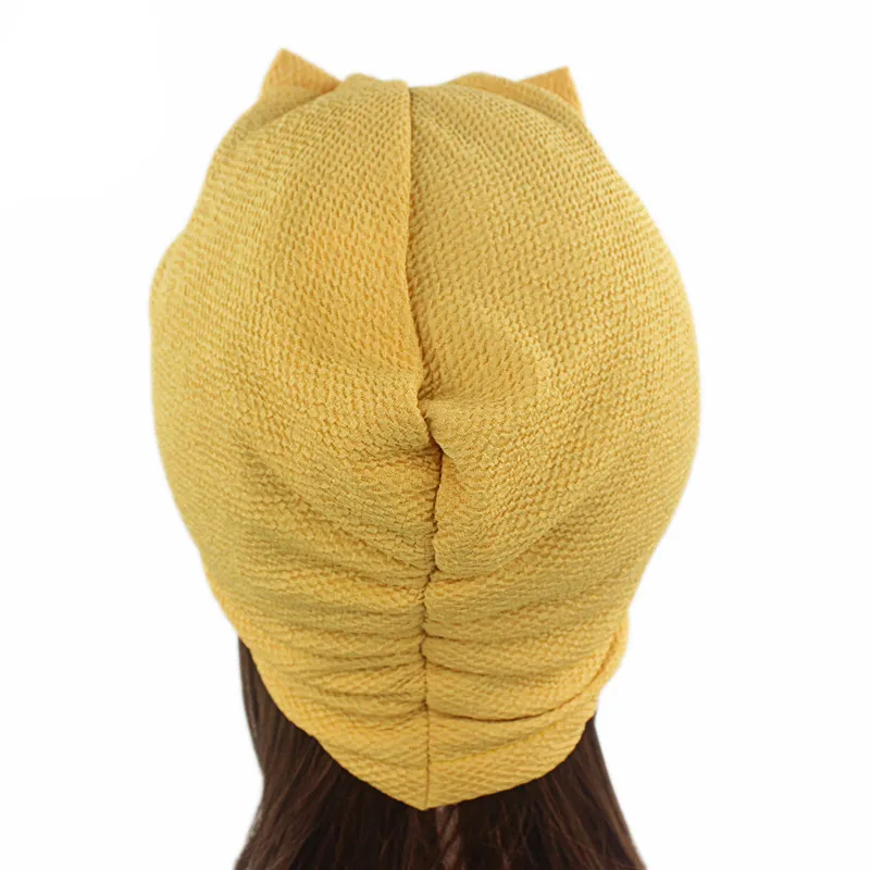 Мусульманское Для женщин из эластичного хлопка с оборками и бантом тюрбан шляпа химиотерапию шапочки Кепки банданы Головные уборы тюрбан рак выпадения волос аксессуары