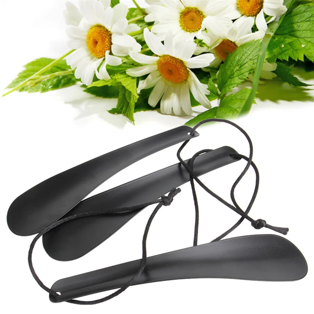 1PCS 16/19 Cm Shoe Horn Spoon Shape Shoehorn Shoe Lifter Flexible Sturdy Slip Professional Black Alloy