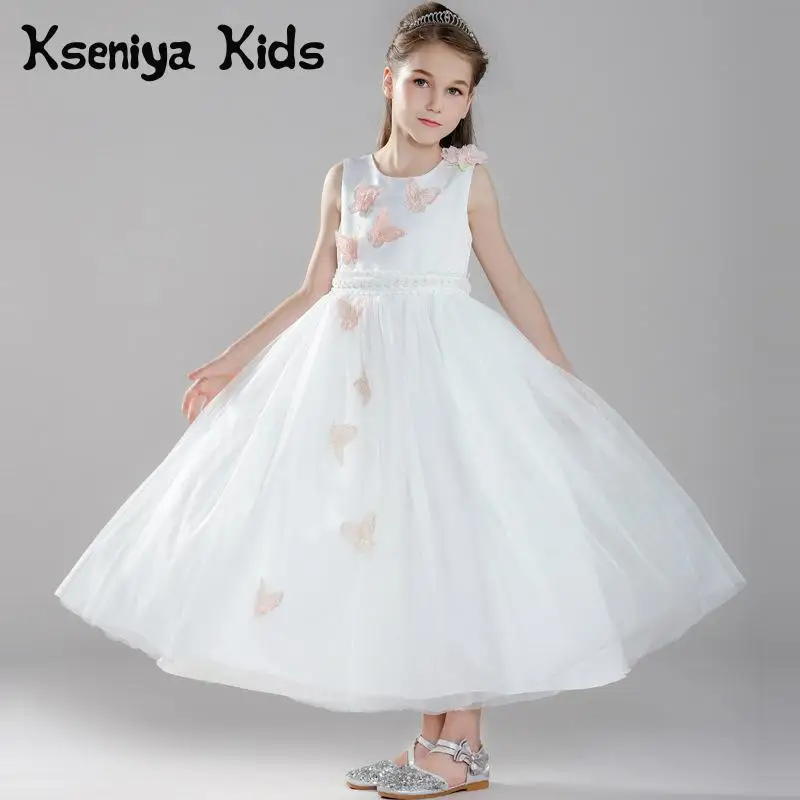 

Kseniya Kids Girls Evening Dresses Long Ankle-Length Butterfly Ball Gown Girl Wedding Dress Diamond Party Dresses 10 12