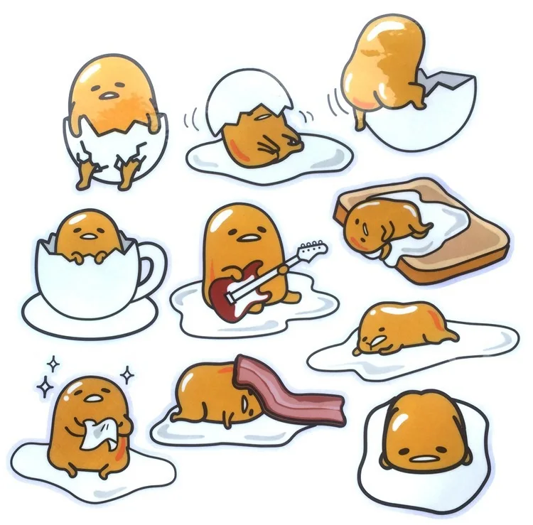 10 Sets Gudetuma Figure Stickers Japanese Cartoon Gudetuma Egg Yolk 10  Different Styles Pvc Phone Glass Stickers - Action Figures - AliExpress