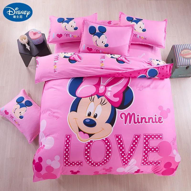 Minnie mouse Bedding Set Cover pillowcase quilt mickey mouse cartoon Children bedclothes bed set Disney Home textile