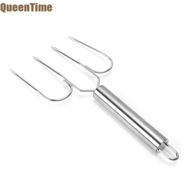 QueenTime Stainless Steel Meat Fork Barbecue Forks Grill Chicken Fork