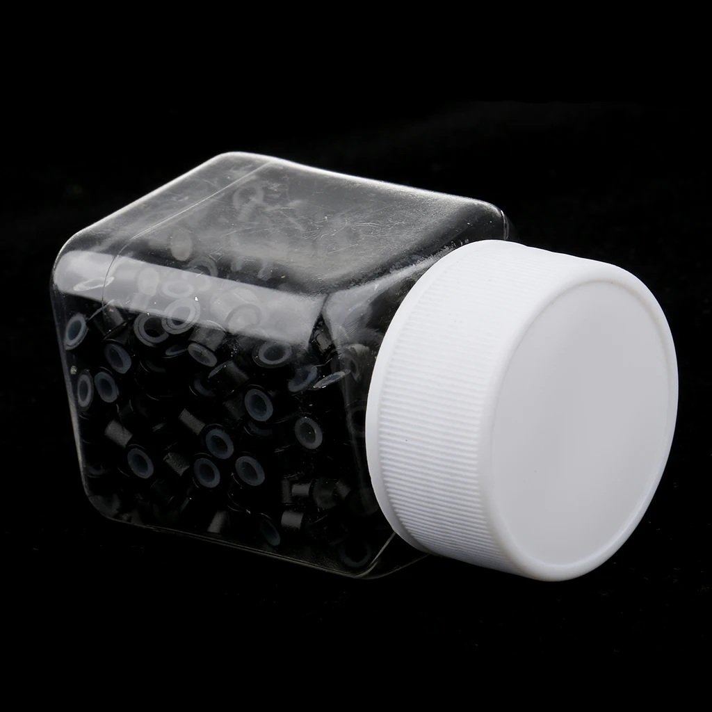 MagiDeal 500pcs Hair Extensions Silicone Lined Micro Link Ring Beads Crimp Color Bead Hair Care Styling Tools Accessories