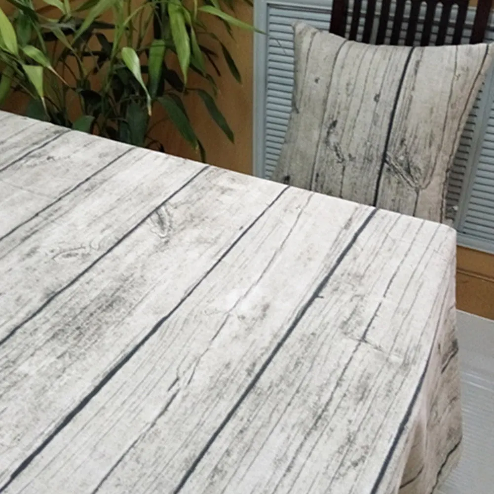 

Vintage European Stlye Popular Table Cloth Linen Rectangular Table Cloth Wooden Grain Dustproof Bar Restaurant Table Cover43