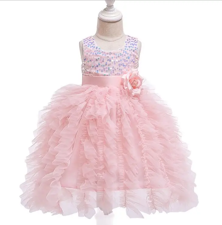 Sequined Ball Dresses For Girls Princess, Children Sweet Flower Dress 5 pcs/lot, Wholesale