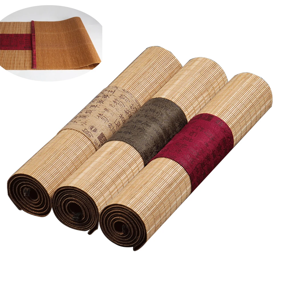 Completed Size Natural Bamboo Tea Table Flag with Cloth Edge Household Tea Mat Retro Decoration Table Runner Curtain|flags flags|flag tableflag table cloth - AliExpress