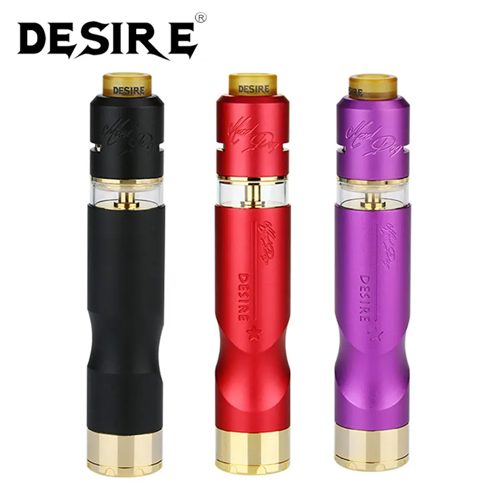 

Original Desire Mad Dog RDTA MECH Kit 7ml Mad Dog RDTA Tank Atomizer Mech Mod Powered Without 18650 Battery E-cig Vaperator Kit