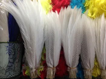 

40-45cm natural silver pheasant tail plumage feather for craft accessories Silver Pheasant Feather performance Plume 50pcs/lot