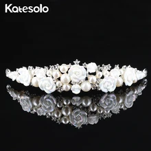 Элегантная Свадебная Цветочная Корона и Тиара серебряного цвета с искусственным жемчугом Ювелирная расческа для волос для девочек винтажные свадебные аксессуары для торжеств