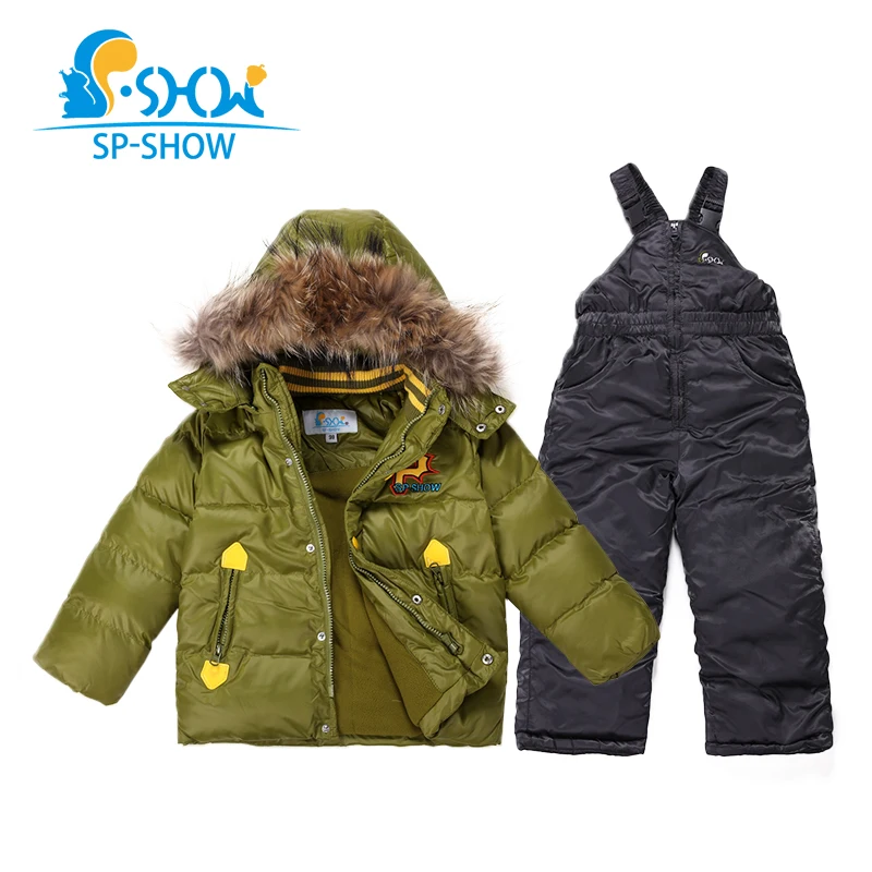 

-35 Winter Children Jackets Hooded Boys Winter Jacket Boy Parkas Two-Piece Set Kids Brand For 2-6 Age SP-SHOW Snowsuit 02095