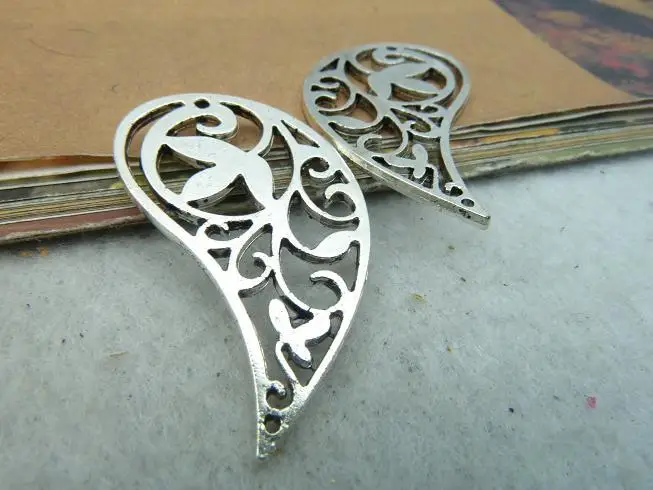 

10pcs 20x36mm Antique Silver Lovely Filigree Flower Drop Base Setting Connector Link c2565