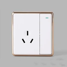 1 шт. золотые край цвет: белый, черный, светло-коричневый AC250V 16A 3 Pin-код 1 кнопочный переключатель AU розетка настенная панель выключателей 91x86 мм