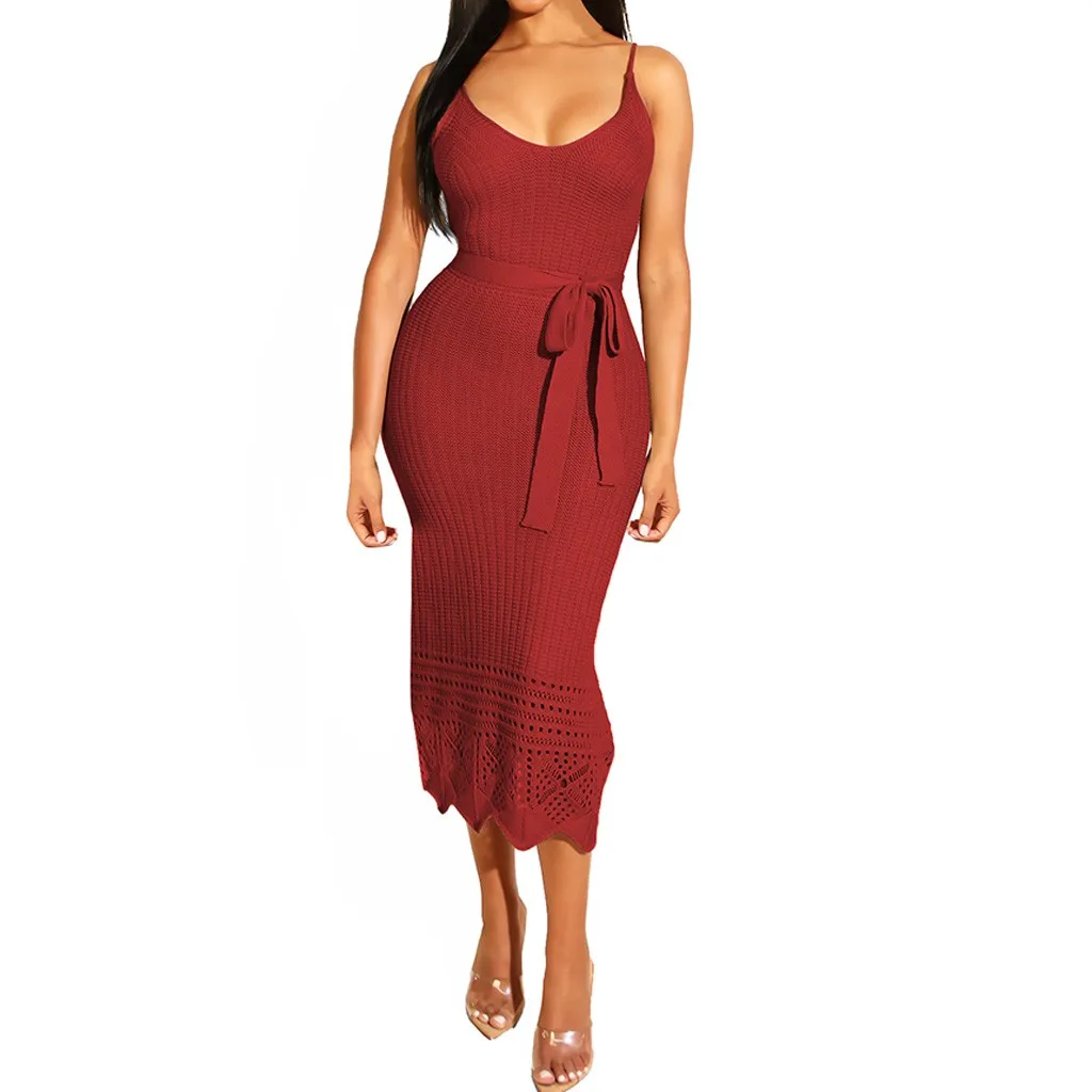 RD Платье для девочек, Vestidos De Fiesta, сексуальный, v-образный вырез, однотонная Цвет Асимметричный слинг вилка с поясом без рукавов; сезон лето; нарядные вечерние ночной клуб Открытое платье без рукавов z0620 - Цвет: RD